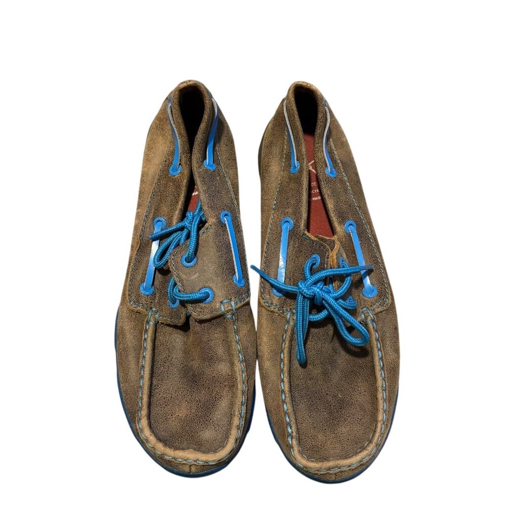 Twisted X Mens Boat Shoe Loafer Size 10 Brown Tie